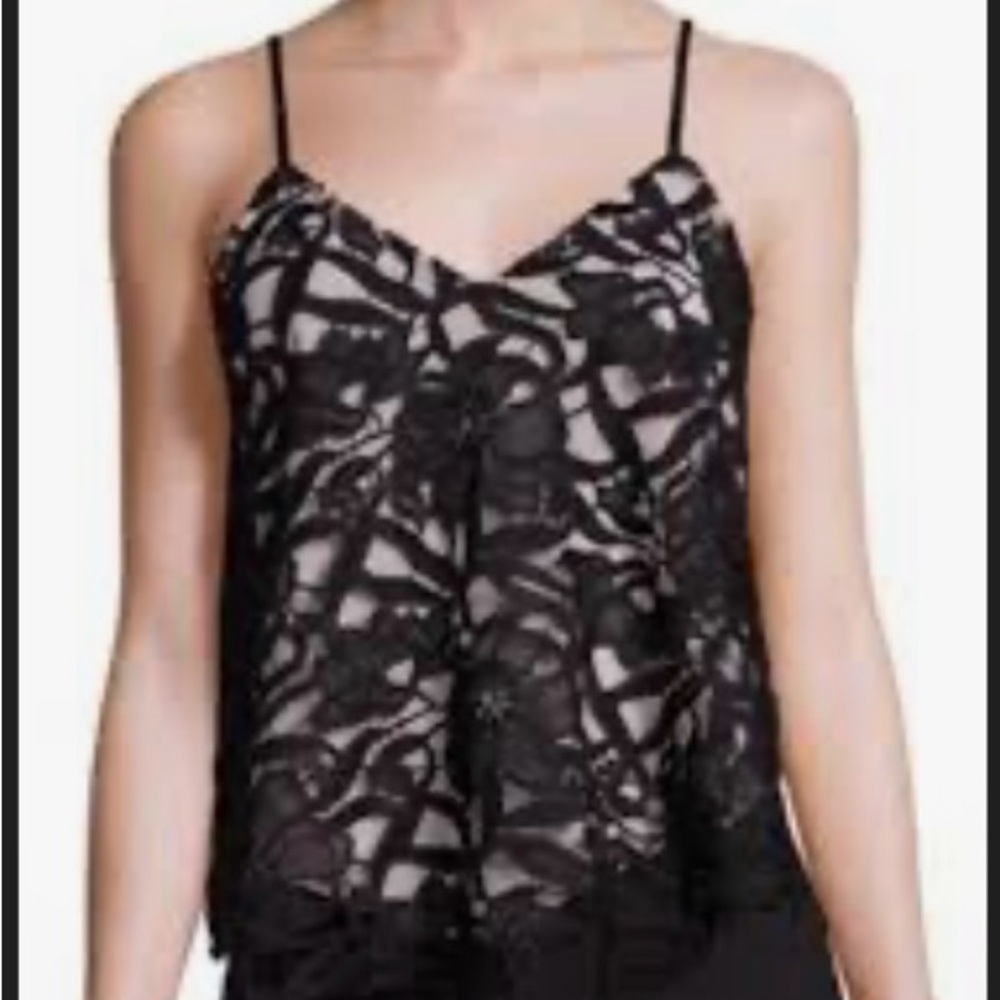 Alice + Olivia Black Lace Camisole Top Sz M